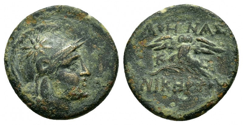 MYSIA.Pergamon.(Circa 200-133 BC).Ae.

Obv : Head of Athena right, wearing helme...