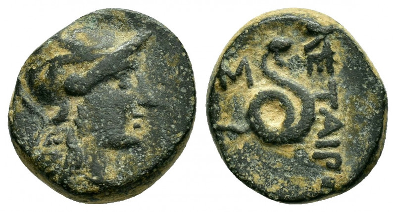 MYSIA.Pergamon.Attalos II.(160-139 BC).Ae.

Obv : Head of Athena in Attic helmet...