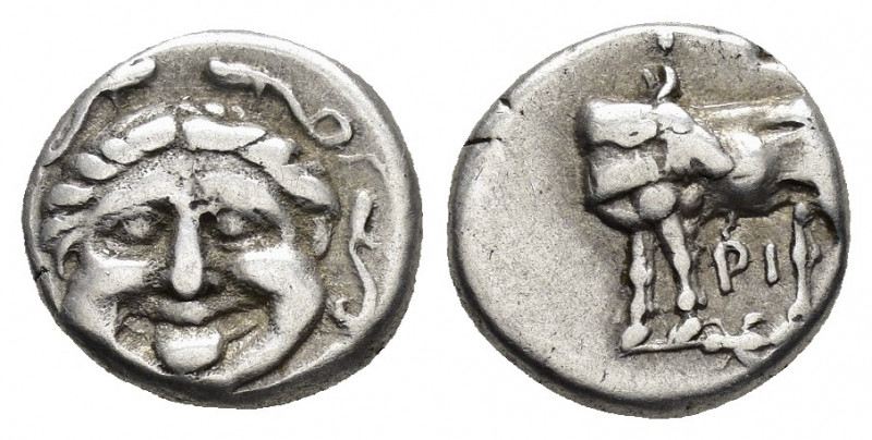 MYSIA.Parion.(4th century BC).Hemidrachm.

Obv : Gorgoneion.

Rev : ΠA–PI.
bull ...