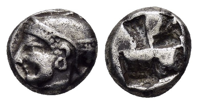 IONIA. Kolophon.(Late 6th century BC).Obol.

Obv : Archaic male head to left.

R...