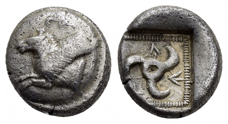 DYNASTS of LYCIA.Uncertain.(Circa 450-420 BC).1/3th Stater. 

Obv : Forepart of ...