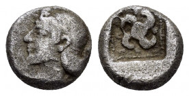 DYNASTS of LYCIA.Teththiveibi.(450-420 BC).Uncertain.Diobol.

Obv : Head of Artemis to left.

Rev : Tetraskeles within incuse square.
 SNG von Aulock ...