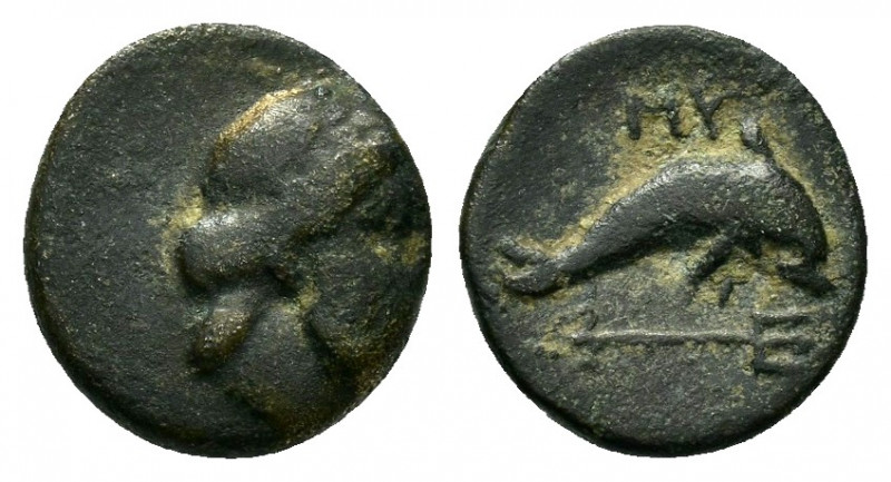 CARIA.Myndos.(386-300 BC).Ae.

Obv : Laureate head of Poseidon to right.

Rev : ...