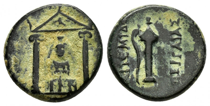 PAMPHYLIA.Perge.(Circa 50-30 BC).Ae.

Obv : Cult statue of Artemis Pergaia facin...