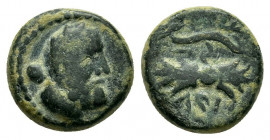 PISIDIA. Selge.(2nd-1st centuries BC).Ae.

Obv : Head of Herakles right, with club over shoulder.

Rev : CEΛΓE.
Thunderbolt and bow.
SNG France 1978.
...
