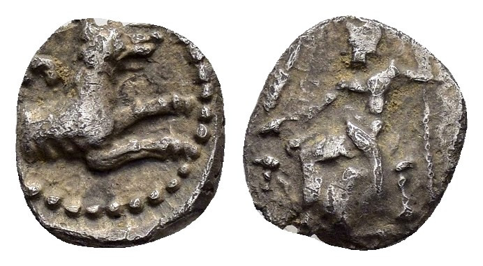 LYCAONIA.Laranda.(Circa 324-323 BC).Obol.

Obv : Baaltars seated left, holding g...