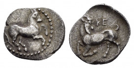 CILICIA.Kelenderis.(Circa 425-400 BC).Obol.

Obv : Horse prancing to right.

Rev : KE.
Goat crouching to left, looking backwards. 
 SNG France 116; SN...