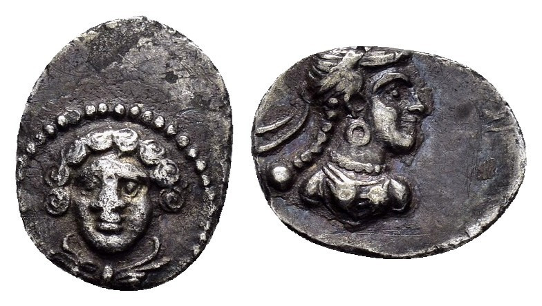 CILICIA.Tarsos.Tarkumuwa.(Datames).(384-361/0 BC).Obol 

Obv : Head of female fa...