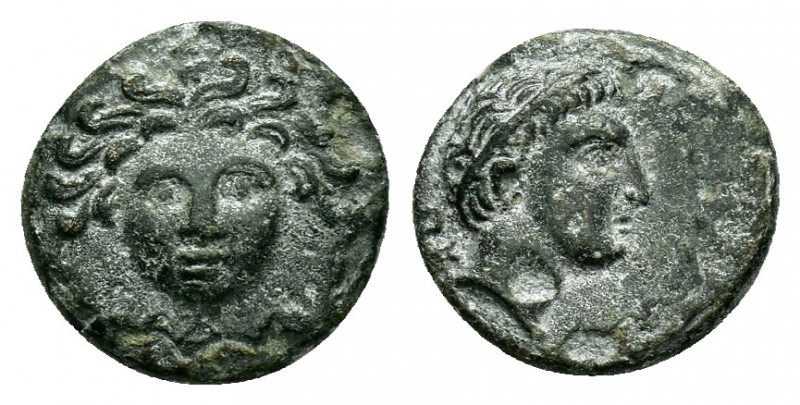 CILICIA.Mallos.(Circa 400-300 BC).Ae.

Obv : Wreathed head of Pyramos right, ΠV ...