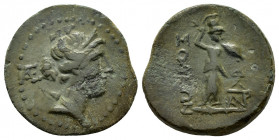 CILICIA.Soloi-Pompeiopolis.(Circa 2nd - 1st Century BC).Ae.

Obv : Draped bust of Artemis to right, bow and quiver behind; monogram to left.

Rev : ΣO...