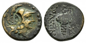 CILICIA.Soloi-Pompeiopolis.( Circa 2nd-1st centuries BC).Ae.

Obv : Helmeted head of Athena to right.Countermark : sembol within round incuse.

Rev : ...