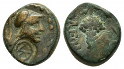 CILICIA.Soloi-Pompeiopolis.( Circa 2nd-1st centuries BC).Ae.

Obv : Helmeted head of Athena to right.Countermark : sembol within round incuse.

Rev : ...