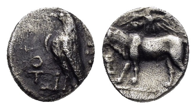 CYPRUS.Paphos.Stasandros (Mid-late 5th Century BC).Obol.

Obv : Bull standing le...