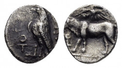 CYPRUS.Paphos.Stasandros (Mid-late 5th Century BC).Obol.

Obv : Bull standing left; winged solar disc above.

Rev : Eagle standing left; legend and an...