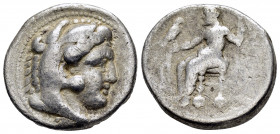SELEUKID KINGDOM.Seleukos I.(312-281 BC).Babylon.Tetradrachm.

Obv : Head of Herakles right, wearing lion skin.

Rev : AΛEΞANΔPOY / ΒΑΣΙΛΕΩΣ.
Zeus sea...