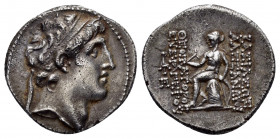 SELEUKID KINGS of SYRIA.Alexander I.(152-145 BC).Antioch.Drachm.

Obv : Diademed head right.

Rev : ΒΑΣΙΛΕΩΣ ΑΛΕΞΑΝΔΡΟΥ ΘΕΟΠΑΤΟΡΟΣ ΕΥΕΡΓΕΤΟΥ / Δ Α.
Ap...