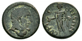 PHRYGIA.Eumeneia.Pseudo-autonomous.(Circa 100-276.).Ae.

Obv : Head of Herakles to right.

Rev : ƐVΜƐΝƐΩΝ.
Hermes standing left with kerykeion and pur...