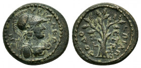 PHRYGIA.Hyrgaleis.Pseudo-autonomous issue.Time of Antoninus Pius.(Circa 138-161).Ae.

Obv : ΥΡΓΑΛΕΩΝ.
Helmeted bust of Athena to right, wearing aegis....