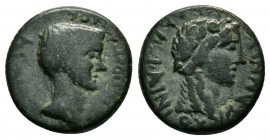 AEOLIS.Temnus.Augustus.(27 BC-14 AD).Ae.

Obv : ΑϹΙΝΙΟϹ ΓΑΛΛΟϹ ΑΓΝΟϹ.
Bare head of Asinius Gallus to right.

Rev : ΑΠΟΛΛΑϹ ΦΑΙΝΙΟΥ ΤΑΜΝΙΤΑΝ.
Head of D...