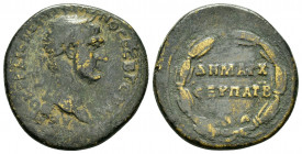 SYRIA.Seleucis and Pieria.Antioch.Trajan.(98-117).Ae.

Obv : ΑΥΤΟΚΡ ΚΑΙϹ ΝЄΡ ΤΡΑΙΑΝΟϹ ϹЄΒ ΓЄΡΜ.
Laureate head to right.

Rev : ΔΗΜΑΡΧ / ЄΞ ΥΠΑΤ Β.
All...