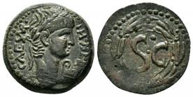 SYRIA.Seleukis and Pieria.Antioch.Nero.(54-68).Ae.

Obv : CAESAR IMP NERO CL AV.
Laureate head of Nero to right.

Rev : SC.
Within wreath.
McAl...