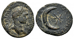 MESOPOTAMIA. Carrhae.Caracalla.(198-217).Ae.

Obv : Laureate head right.

Rev : KOΛωΝ….....
Crescent with eight-pointed star within.
BMC 15cf var.

Co...