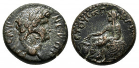 CILICIA.Anazarbus.Nero.(54-68).Ae.

Obv : NЄPΩN KAICAP.
Laureate head of Nero to right.

Rev : ЄTOVC ςΠ KAICAPЄΩN.
Veiled female figure (Boule?) seate...