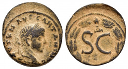 SYRIA.Seleucis and Pieria.Antioch.Elagabalus.(218-222).Ae.

Obv : AV K M AV ANTΩNINOC CC.
Laureate, draped and cuirassed bust to right.

Rev : Large S...