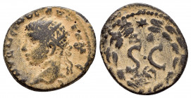 SYRIA.Seleucis and Pieria.Antioch.Elagabalus.(218-222).Ae.

Obv : AVT KAI M A CЄ ANTΩЄINOC.
Radiate head to left.

Rev : SC within wreath, star and ΔЄ...