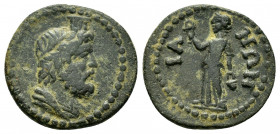 PHRYGIA.Bria. Pseudo-autonomous. Time of Septimius Severus and Caracalla.(193-217). Ae.

Obv : Draped bust of Serapis to right.

Rev : BPIANΩΝ.
I...