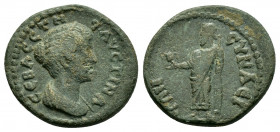 PHRYGIA.Synnada.Faustina II.( 147-175 ). Ae.

Obv : ΦΑYϹΤЄΙΝΑ ϹЄΒΑϹΤΗ.
Draped bust to right.

Rev : CVNNAΔEΩN.
Zeus Lydios standing left, holding eagl...