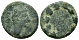 GALATIA.Koinon of Galatia.Claudius.(41-54).Ae.

Obv : KAICAP. 
Laureate head of Claudius to right. 

Rev : ЄΠI / AΦPI/NOY within wreath. 
RPC I online...