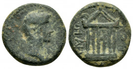 GALATIA. Koinon of Galatia.Claudius (41-54). Ae. 

Obv : KAICAP [...].
Laureate head right.

Rev : ЄΠI AΦPINOY.
Hexastyle temple.
RPC I online 3558.

...