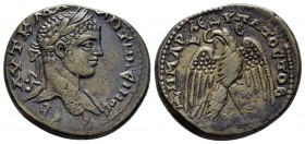 SYRIA, Seleucis and Pieria. Antioch. Elagabalus. (218-222). Tetradrachm.

Obv : ΑΥΤ Κ MA ΑΝTΩNƐINOC CƐB.
Laureate head of Elagabalus right, slight dra...