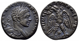 SYRIA, Seleucis and Pieria. Antioch. Elagabalus. (218-222). Tetradrachm.

Obv : ΑΥΤ Κ MA ΑΝTΩNƐINOC CƐB.
Laureate head of Elagabalus right, slight dra...