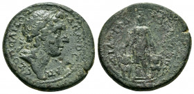CARIA, Trapezopolis. Pseudo-autonomous. Magistrate Lysias. Time of Hadrian (117-138). Ae.

Obv : ΔΗΜΟC ΤΡΑΠεΖΟΠΟΛΙΤΩΝ.
Laureate head of Demos right...