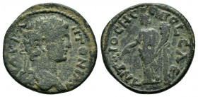 PISIDIA, Antioch. Caracalla (198-217). Ae.

Obv : IMP CAES M AVP ANTONINVS.
Laureate head of Caracalla, right.

Rev : ANTIOCHENI COL CAE.
Tyche-Fortun...