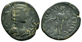 PISIDIA, Antioch. Julia Domna.(193-217). Ae.

Obv : IVLIA AVGVSTA.
Draped bust of Domna, right.

Rev : ANTIOCH GEN COL.
Tyche-Fortuna standing left, h...