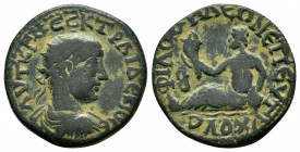 PHRYGIA, Philomelium. Trajan Decius (249-251). Ae.

Obv : ΑΥΤ Κ Γ ΜƐϹ Κ ΤΡΑΙ ΔƐΚΙΟ ϹƐ.
Radiate, draped and cuirassed bust of Decius, right, seen from ...