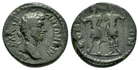 PISIDIA, Conana. Marcus Aurelius. (161-180). Ae.

Obv : ΑV ΚΑΙϹΑΡ ΑΝΤΩΝƐΙΝοϹ.
Laureate head of Marcus Aurelius, right.

Rev : ΚΟΝΑΝƐΩΝ.
Dioscuri...