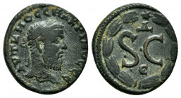 SYRIA, Seleucis and Pieria. Antioch. Macrinus.(217-218). Ae.

Obv : AVT K M O CЄ MAKPINOC CЄ.
Lauretae head of Macrinus, right.

Rev : Large S C;...