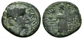 PHRYGIA, Aezani. Claudius. (41-54). Ae.

Obv : ΚΛΑΥΔΙΟϹ ΚΑΙϹΑΡ.
Laureate head of Claudius, right.

Rev : ƐΠΙ ϹWΚΡΑΤΟΥϹ ΔΗΜΗΤΡΙΟΥ ΑΙΖΑΝΙΤΩΝ.
Zeus stand...
