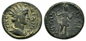 PHRYGIA, Hierapolis. Pseudo-autonomous. (reign uncertain). Ae.

Obv : ΑΡΧΗΓƐΤΗϹ.
Radiate and draped bust of Apollo Archegetes, right.

Rev : ΙƐΡΑ...
