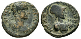 LYCAONIA, Iconium. Hadrian. (117-138). Ae.

Obv : ΑΔΡΙΑΝΟϹ ΚΑΙϹΑΡ.
Laureate and cuirassed bust of Hadrian, with paludamentum, right.

Rev : ΚΛΑΥΔΕΙΚΟΝ...