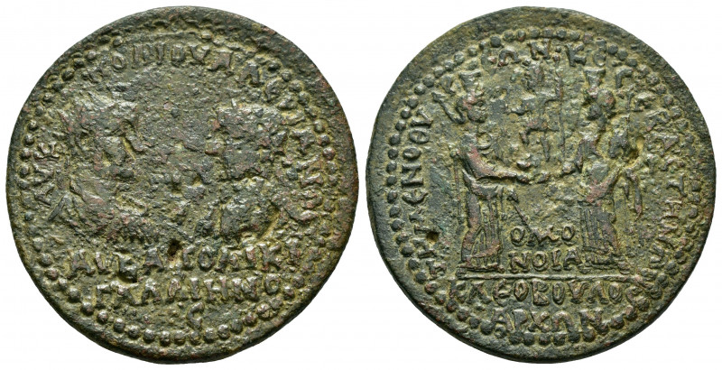 PHRYGIA.Temenothyrae. Valerian I with Gallienus (253-260). Ae. Homonoia issue wi...