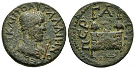 PAMPHYLIA.Perge.Gallienus.(253-268).Ae 10 Assaria.

Obv : AYT KAI ΠΟ AI ΓAΛΛIHNO CЄB.
Laureate, draped and cuirassed bust of Gallienus, right. I (mark...