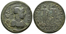 PHRYGIA.Temenothyrai.PHRYGIA. Temenothyrae. Pseudo-autonomous issue. Time of Philip I.(244-249).Ae.

Obv : ΘΕΑ ΡΩΜΗ.
Cuirassed bust of Roma wearing he...