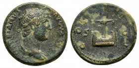 SYRIA.Seleucis and Pieria. Antioch. Hadrian.(117-138).Ae.

Obv : HADRIANVS AVGVSTVS.
Laureate, draped and cuirassed bust to right.

Rev : COS III / S ...