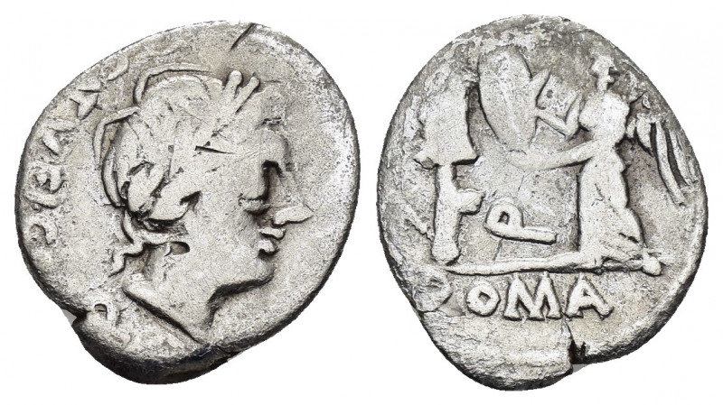 C. EGNATULEIUS.(97 BC).Rome.Quinarius.

Obv : C EGNATVLEI·C·F.
Laureate head of ...