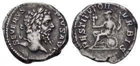 SEPTIMIUS SEVERUS.(193-211).Rome.Denarius.

Obv : SEVERVS PIVS AVG.
Head of Septimius Severus, laureate to right.

Rev : RESTITVTOR VRBIS.
Roma, helme...